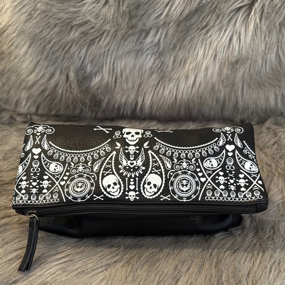 Loungefly Handbags - PRICE FIRM Loungefly Black and White Skull Design Clutch